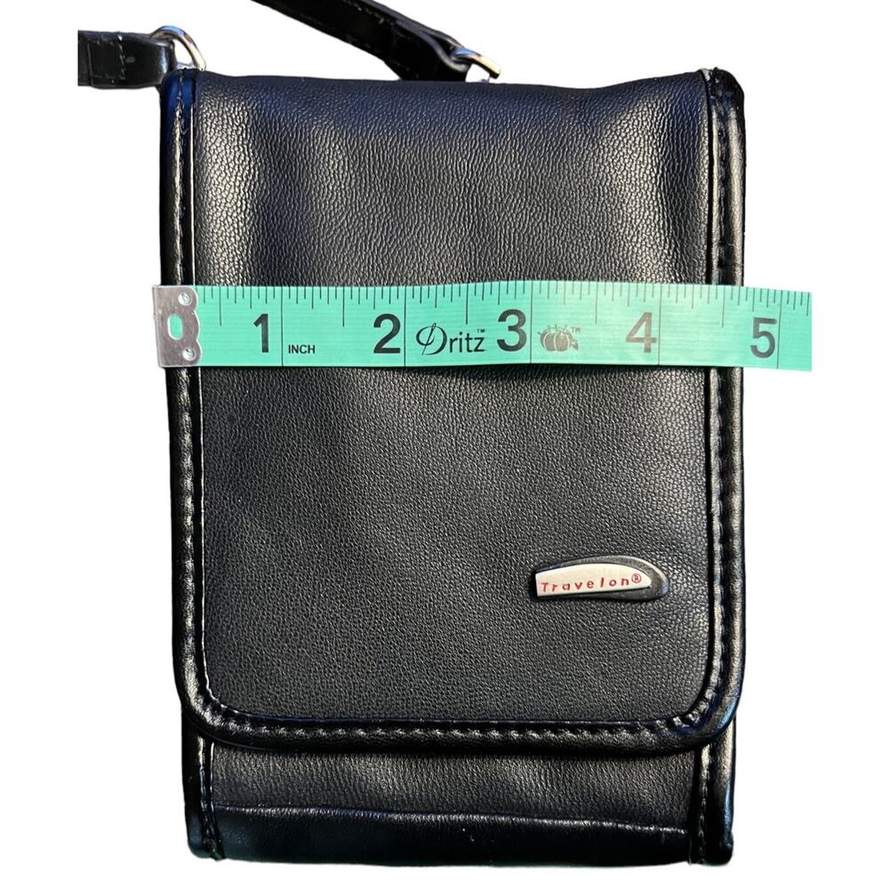 Travelon Leather Crossbody Purse Black Credit Card Belt Loop Boarding Pass Slot - Picture 13 of 16